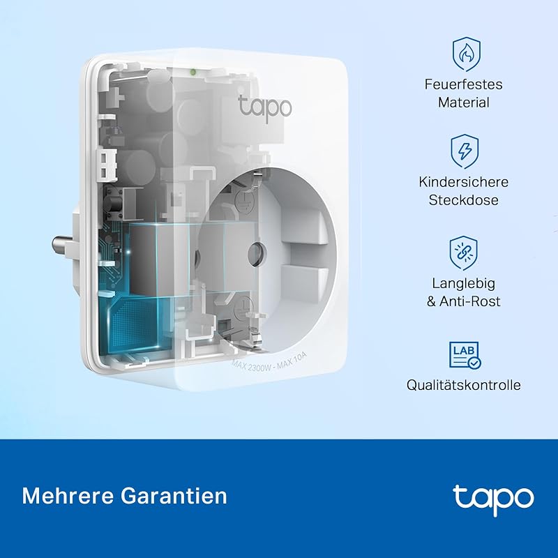 TP-Link Tapo P100 WLAN Smart Steckdose, Smart Home WiFi Steckdose, Alexa Zubehör, funktioniert mit Alexa, Google Home, App gesteuert, Sprachsteuerung, Fernzugriff, Kein Hub notwendig, Mini, Weiß