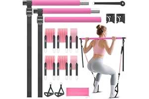 LAZOLLOA Pilates Bar Kit with Resistance Bands, Portable Pilates Bar for Home Gym Yoga & Full Body Workouts, Pilates Equipment for Women & Men, Fitness Set for Strength Toning Stretching Flexibility Training