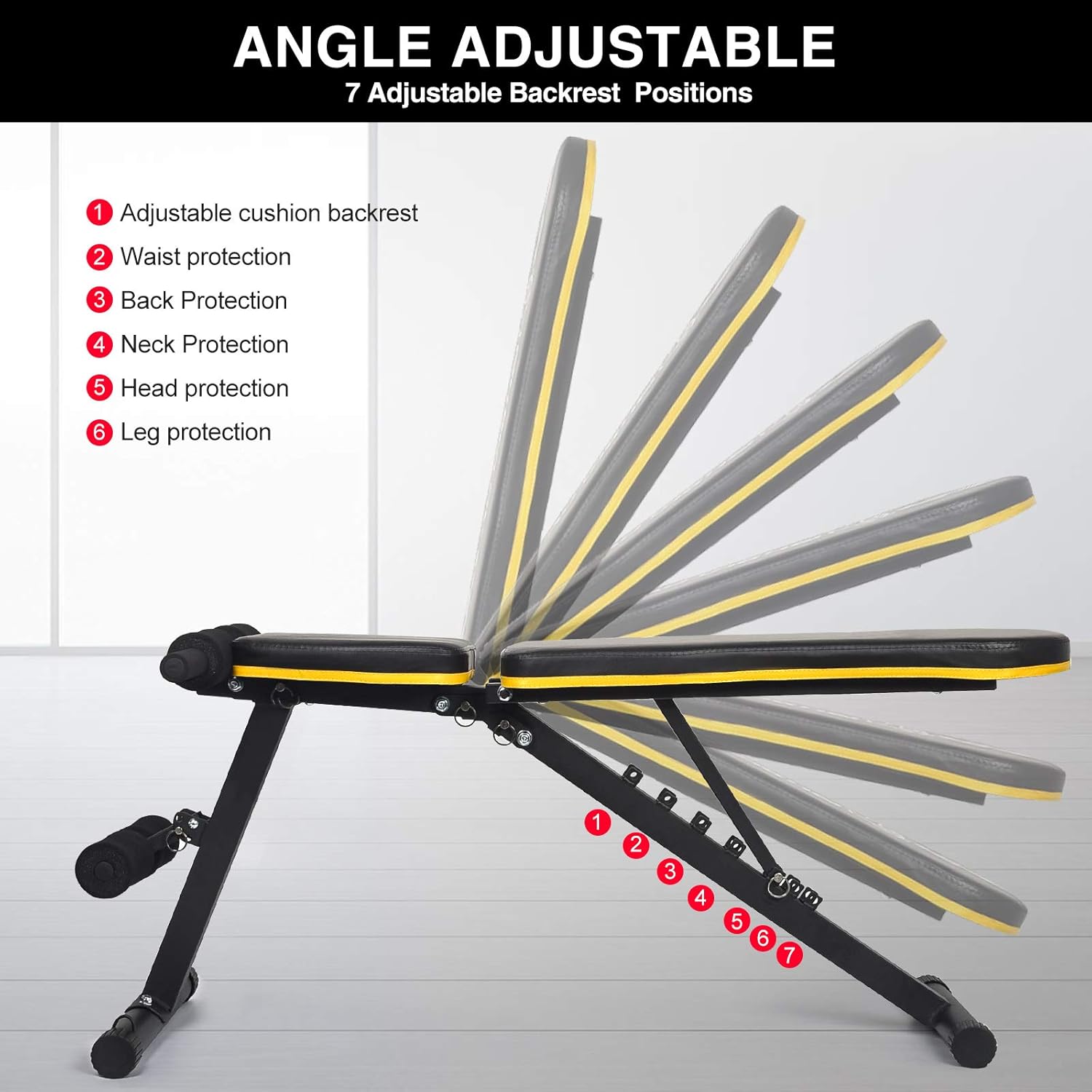 Weight Bench Adjustable, Figolo Workout Bench with Thicken Premium Steel Widen Seat for Home Gym Strength Training Press Bench with Easy Installation - Black : Sports & Outdoors