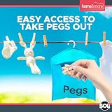 SOL 2pk Hanging Peg Bag 39x28cm Clothes Clip Holder with Hanger view 5