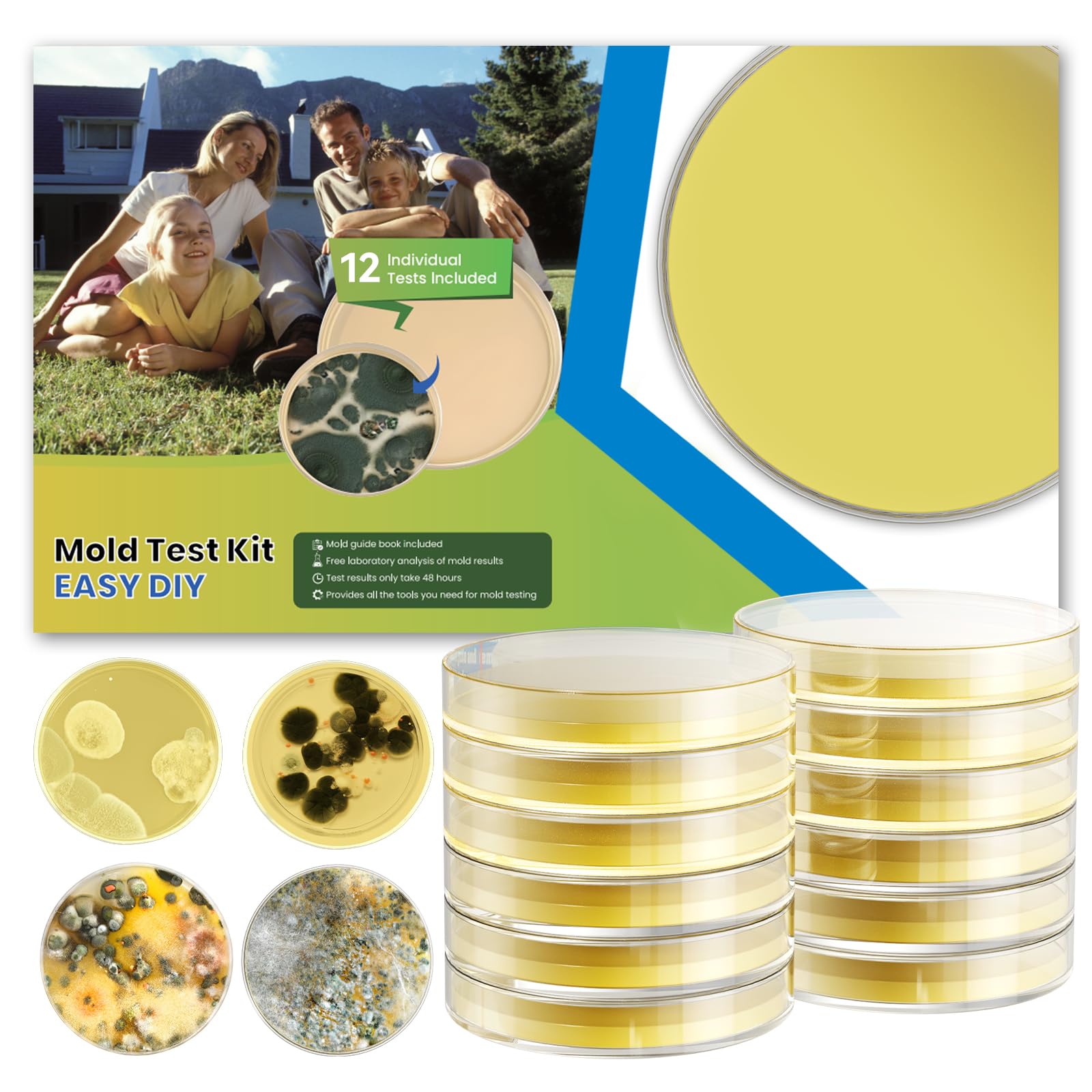 Photo 1 of Mold Test Kit for Home - 12 Detection Tests,Mold Test Kit for Indoor Air and Household Surface Detection, Includes Detailed Mold Identification Guide and Free Lab Analysis