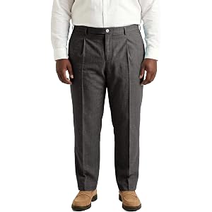 Men's Big & Tall Lightweight Linen Pleated Dress Pants Hidden Elastic Waist | Designed with ample room and a relaxed silhouet