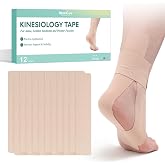 Welnove Kinesiology Tape, 12 Precut Ankle Tape, Provide Support for Ankle Ligament, Stability to The Target Area, Breathable K Tape for Daily use - Beige