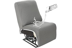 KELUINA 100% Waterproof Additional 2 Pieces Seat Cover for Reclining Couch Covers, Stretch Rhombic Lattice Jacquard Pattern Seat Slipcover for Recliner Sofa Covers(Light Grey)