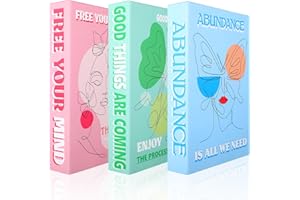 Tatuo Set of 3 Preppy Decorative Fake Books Funky Aesthetic Room Decor Coffee Table Faux Books Decor for Decoration Bookshelf Stuff Things(Abstract Woman)