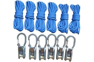 Fenteer 6 Pieces Rope with Roller Tensioner Heavy Duty, Professional Premium, Rope Tightening Tool Paracord Adjuster for Boat