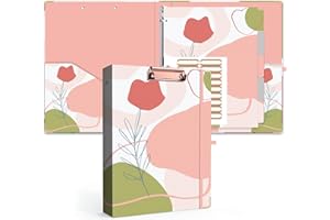 Lateefah 3 Ring Binder, 1 Inch Binder Organizer for Letter Size(8.5'' x 11'') with 5-Tab Dividers and Pockets, Portfolio Binder Cute Binder with Low Profile Clipboard for Office, School Supplies
