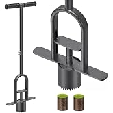 Dolibest Sod Plugger Tool, Grass Plugger Tool with Dual Pedals &amp; Foot Ejector, Bulb Planter W/Sharp Serrations and Non-Slip Soft Grip Handle, for Lawn Planting Bulbs and Grass Repair, Easy Assembly