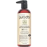 PURA D'OR Professional Grade Biotin Shampoo, Clinically Proven Anti-Thinning Hair Care, 2X Concentrated DHT Blocker Hair Thickening Products For Women & Men, 16oz