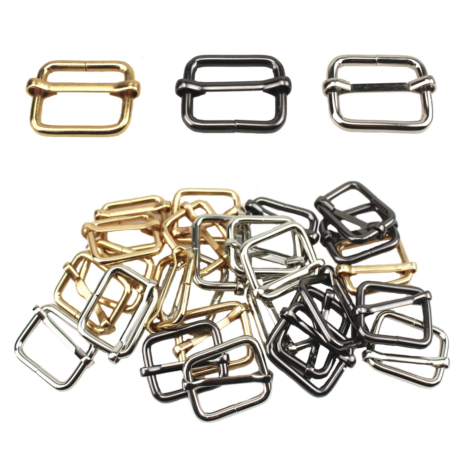 Gad2go 30 Pieces Slides Buckle Metal Rectangle Adjuster Triglides Slides Buckle for DIY Leathercraft Bag Belt (26x20x3.8 mm)