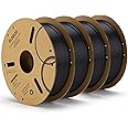 ELEGOO PLA Filament 1.75mm Black 4KG, 3D Printer Filament Bulk Dimensional Accuracy +/- 0.02mm, 4 Pack 1kg Cardboard Spool(2.2lbs) 3D Printing Filament Fits for Most FDM 3D Printers