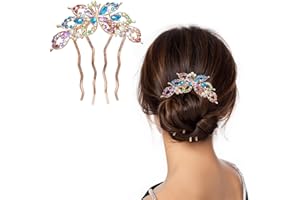 Crystal Bride Wedding Hair Pins colour Bridal Hair Piece Accessories Decorative Hair Clips for Women U Shaped Hair Pins，colou