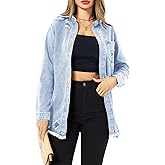 Women's Denim Jacket Casual Long Sleeve Denim Shirts Distressed Jean Jacket 2025 Spring Outfits
