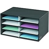 Decorative Eight Compartment Literature Sorter, Letter, Black/Gray Pinstripe (6170301)