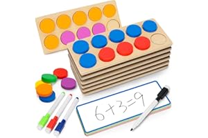 Bstoyder Wooden Ten-Frame Set, Math Manipulative for Kindergarten Elementary 1st 2nd Grade, Wooden Number Counting Math Game, Montessori Educational Learning Toy Gift for Classroom Kid 3 4 5 Year Old