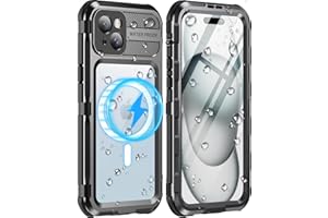WIFORT for iPhone 15 Plus Waterproof Case - [Built-in Screen Protector][IP68 Underwater Military Grade Shockproof][Compatible with MagSafe], Metal 360 Full Body Drop Protection Cover, 6.7" Black