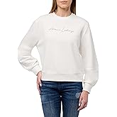 Armani Exchange womens Rhinestone Script Logo Crewneck Pullover Sweatshirt