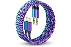 HAOANO Aux Cord for iPhone, Lightning to 3.5mm Male Audio Cable Compatible with iPhone 14 Pro Max, 14 Plus, 13 Max, 12 Mini, X/XR, iPad, iPod, Mfi Apple Auxiliary Wire for Car, Speaker, Headphone -2Pcs/3ft