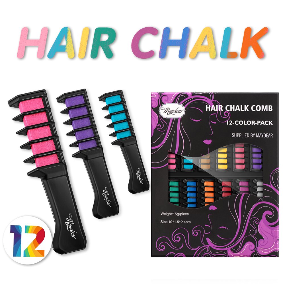 Maydear Temporary Hair Chalk Comb Non Toxic Hair Color
