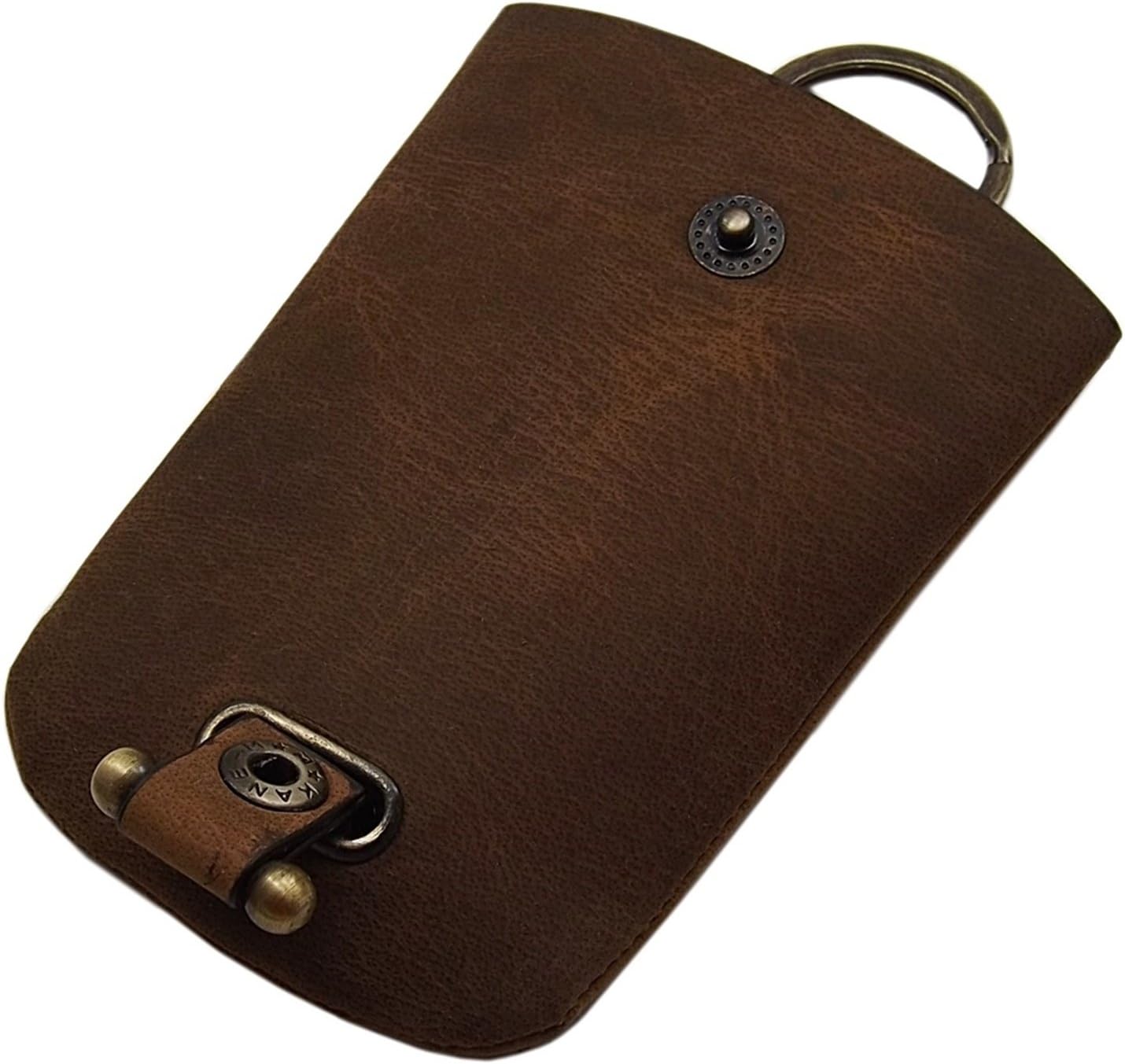 Buffalo Full Leather Key case with a Retractable Key Ring in Brown or Cognac (Cognac) - Image 5