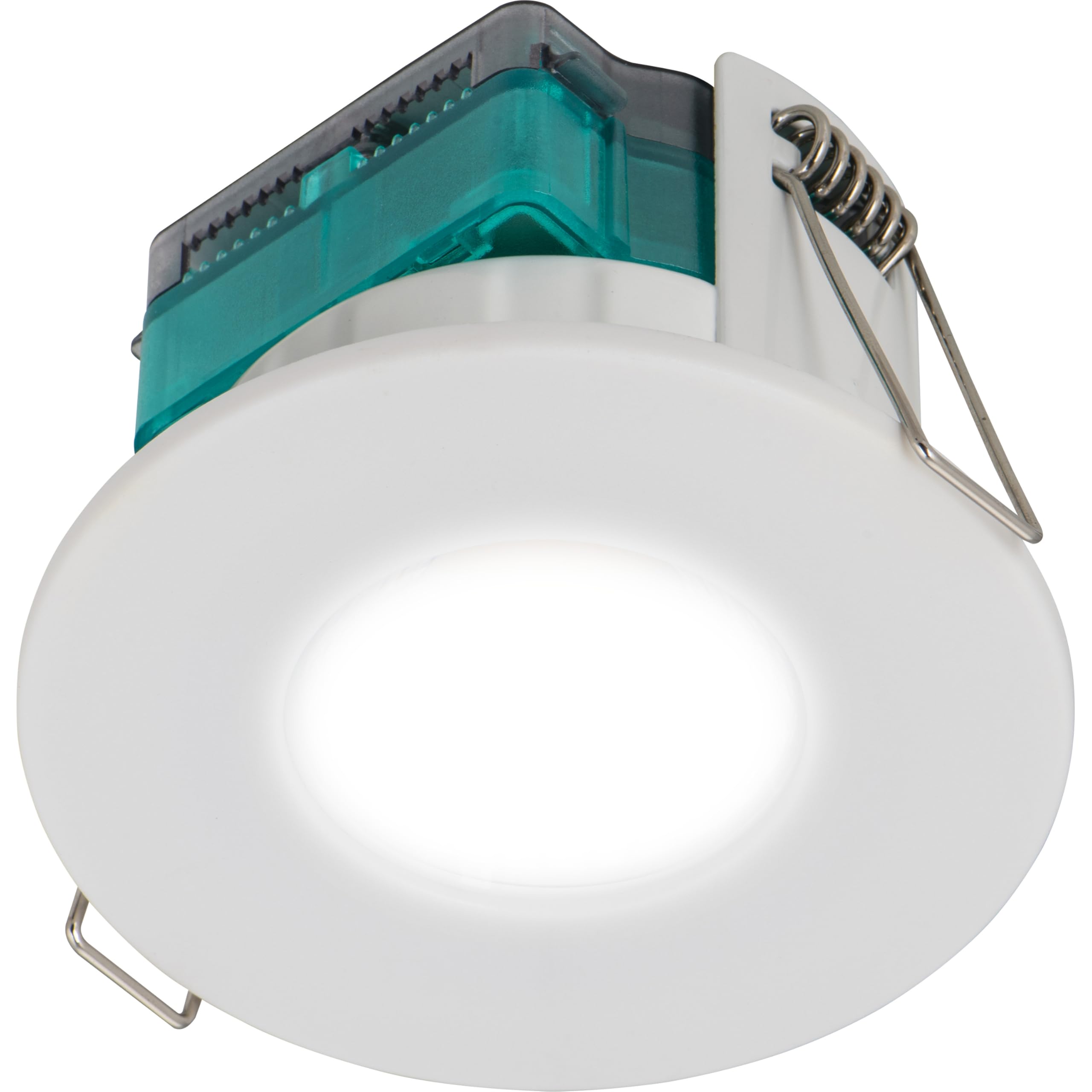 Luceco LED Flat Downlight, Warm White Light Colour Temperature, Fire Rated, Dimmable, Spotlight for Bathrooms and Kitchens, FType Essence, White, IP65, 5W, 550lm, 4000K, EFT5W40