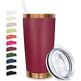 Metalya 20 oz Tumbler Stainless Steel Tumbler with Lid and Straw, Double Wall Vacuum Insulated Travel Coffee Mug for Laser Engrave, Powder Coated Cup for Hot and Cold Drinks (Red,1 pack)