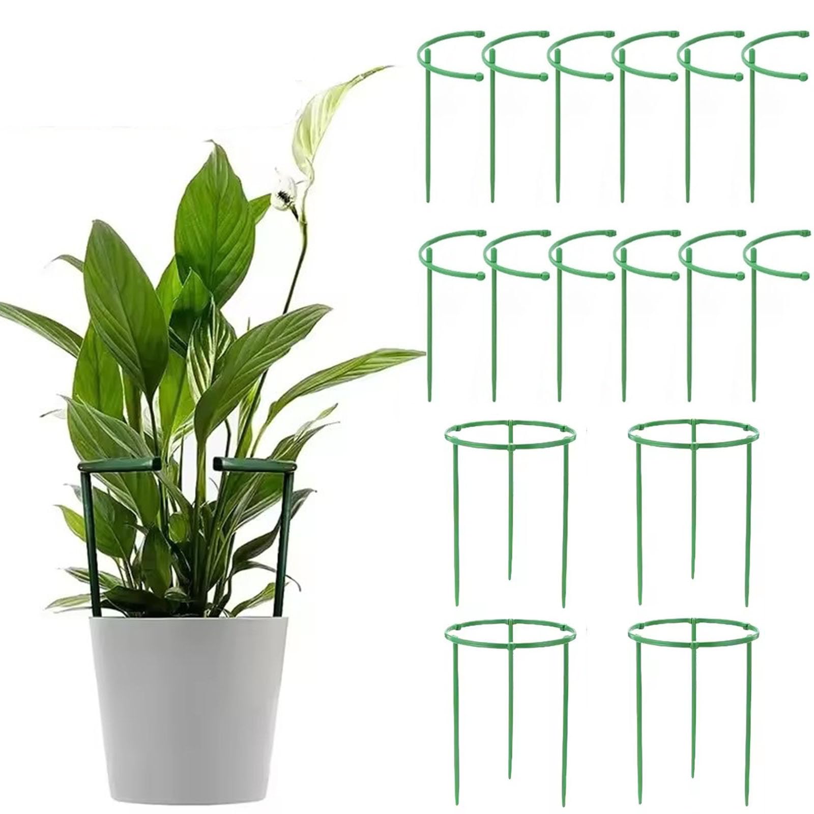 12 Packs Plant Support Stakes, Upgrade Spliceable Half Round Plastic Plant Support Ring, Garden Flower Support for Peonies Monstera Hydrangea and Climbing Plants, Indoor Plant Stake