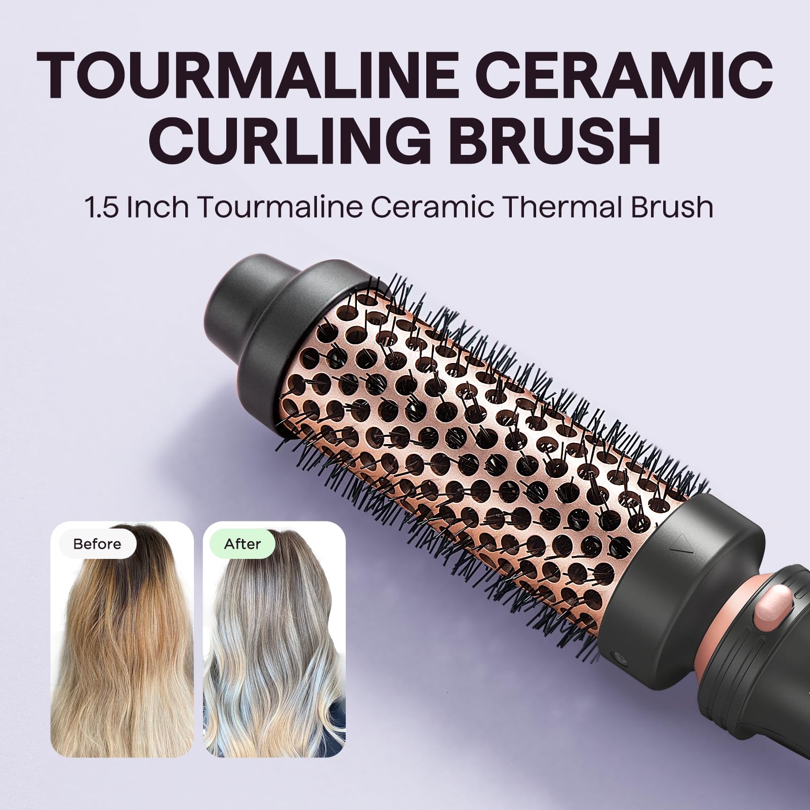 Wavytalk 5 in 1 Curling Wand Set, Dual Voltage Curling Iron Set with 5 Interchangeable Barrels Included A Thermal Brush, A Hair Crimper and 3 Ceramic Curling Wands(0.5