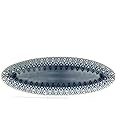 Euro Ceramica Peacock Collection Crackleglaze Serveware Trays Dinner Dessert Plate, 13" Oval Appetizer Platter, Grey