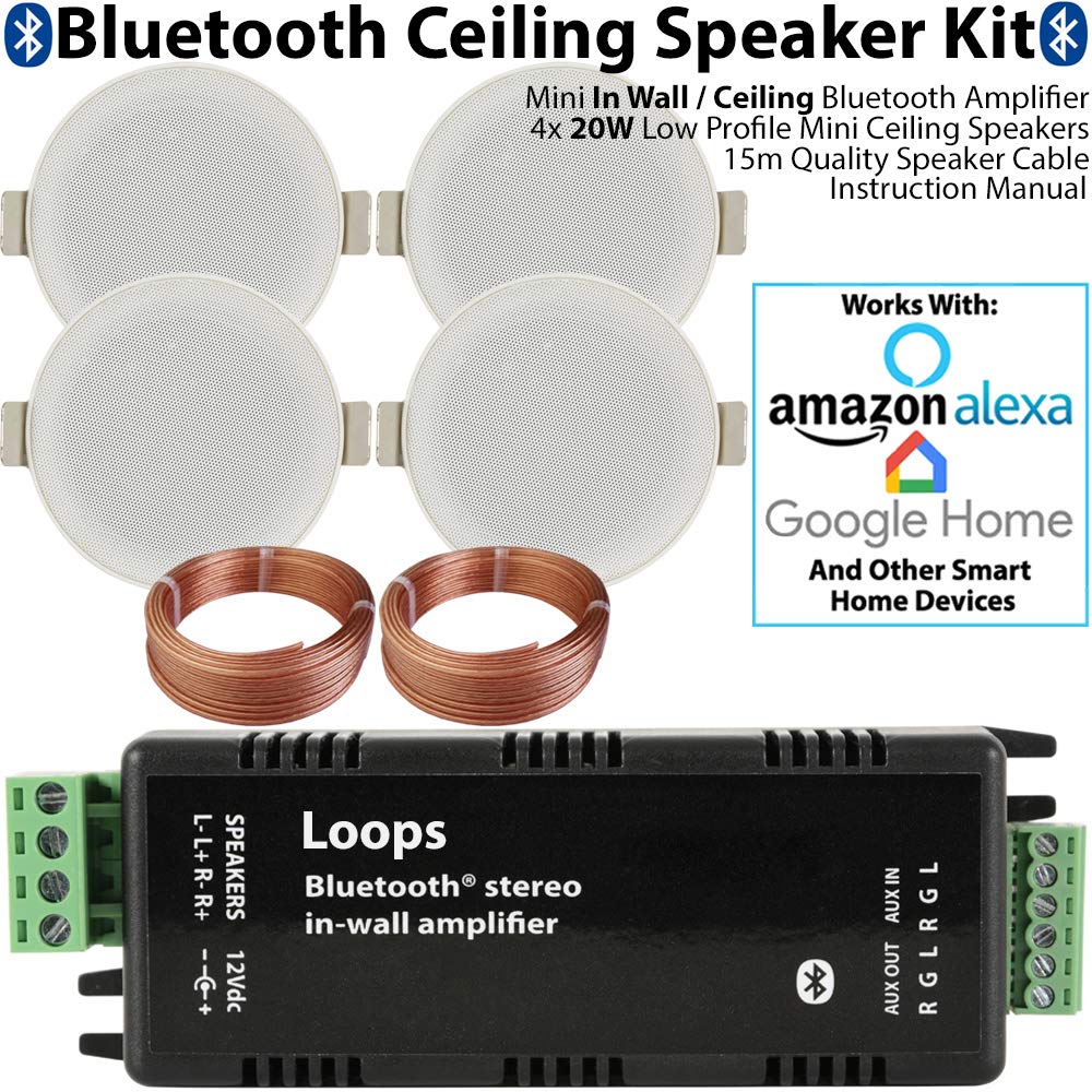 Bluetooth Ceiling Music Kit Mini Amplifier 4x Low Profile