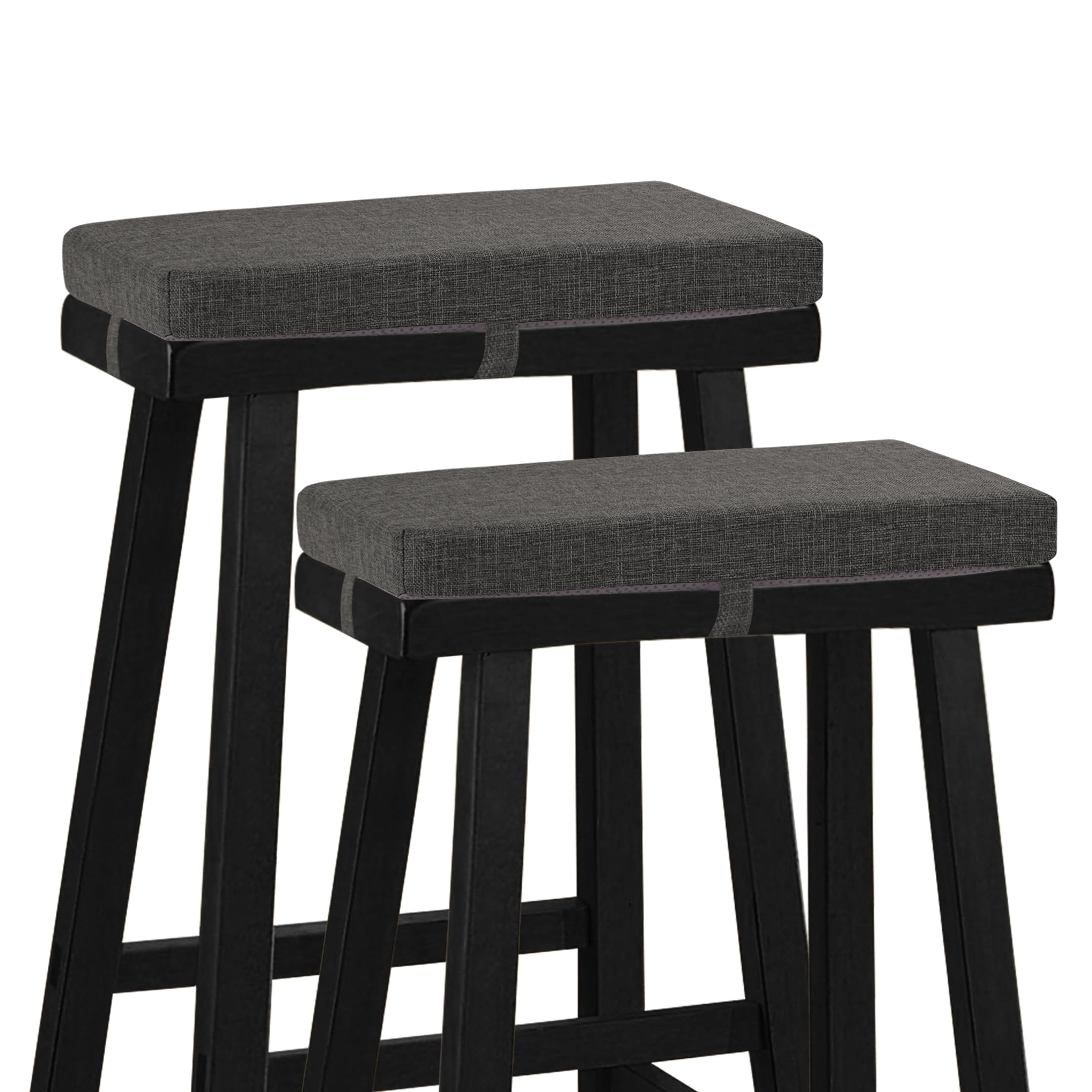 Photo 1 of FlyGulls Rectangle Saddle Stool Cushion Non-Slip Bar Stool Cushions with High-Resilience Foam Machine Washable Cover Set of 2 18"x9.5"x2" Dark Grey
