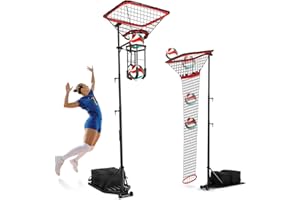 AugFir Volleyball Setter & Spike Trainer, Adjustable Height 93"-126" Volleyball Trainer with 88LBS Sandbag Base & Transport Wheels, Solo Practice Tool for Indoor & Outdoor Use Spiking & Drills