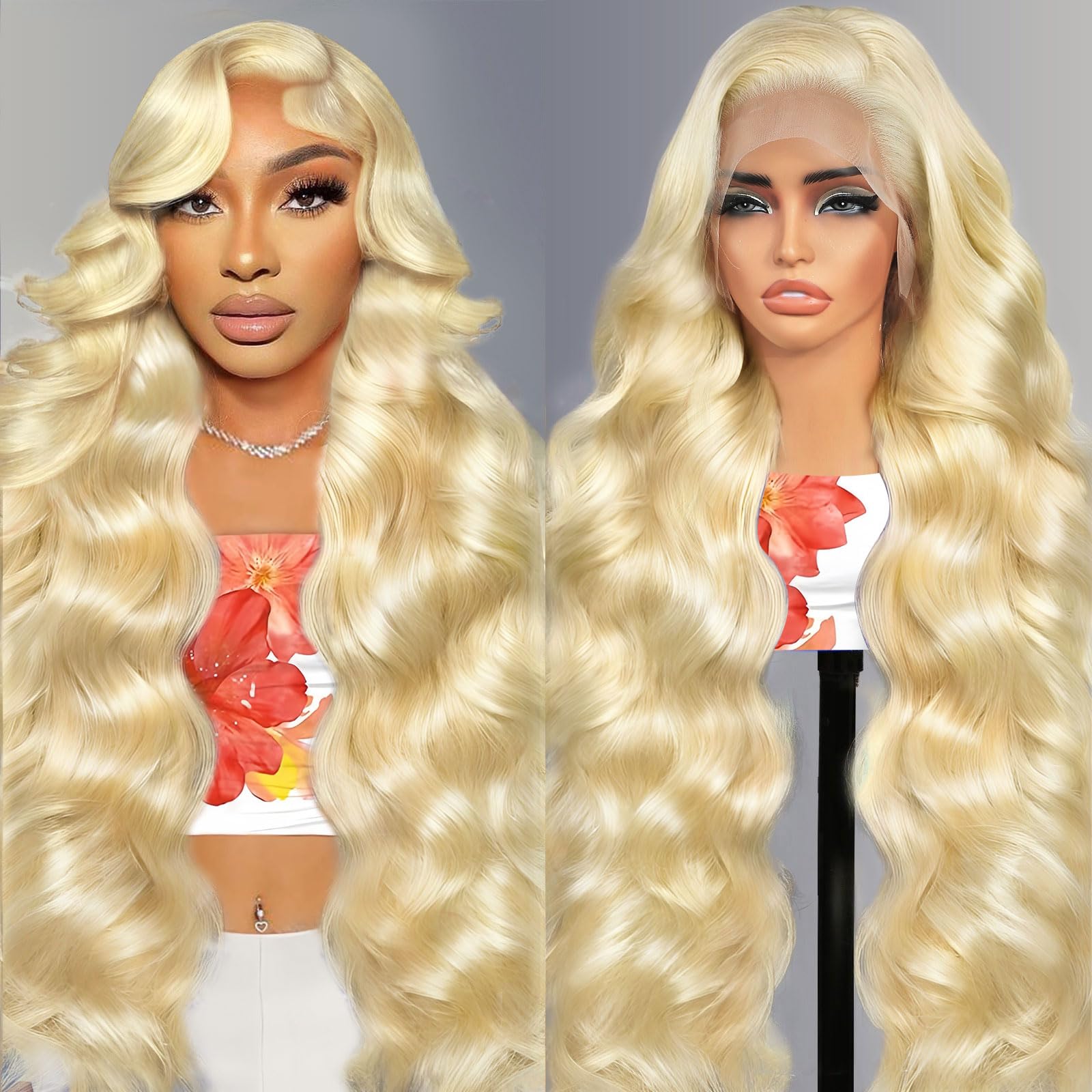 Photo 1 of Quiport 32 Inch 613 Lace Front Wig Human Hair 210 Density Blonde Wig Human Hair 613 HD Lace Frontal Wig 13x6 Body Wave Lace Front Wigs Human Hair Pre Plucked Glueless Wigs for Women