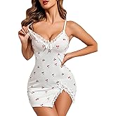 Avidlove Sexy Night Gowns for Woman Lace Trim Sleep Dress Babydoll Lingerie Dress Side Split Nighty Chemise Nightgowns