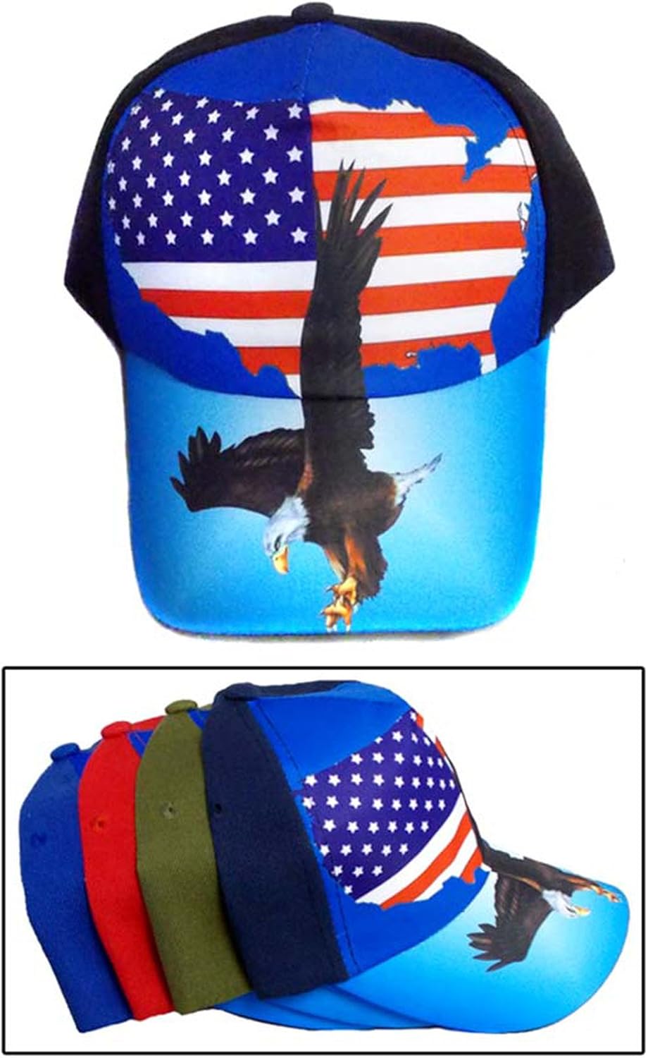 USA Eagle & US Flag Baseball Caps Hats Screen Printed (ACapUS106) at
