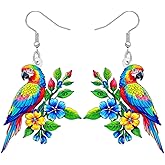 BAMAY Acrylic Colorful Parrot Earrings Lightweight Dangle Cute Bird Jewelry Summer Bird Lover Gifts for Women Mom Tropical Animal Charms