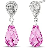 Galaxy Gold GG 14k Solid Gold Earrings with Diamonds and Pink Topaz