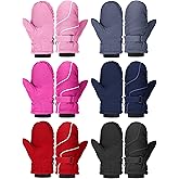 SATINIOR 6 Pair Winter Snow Mittens for Kids Waterproof Toddler Ski Gloves for Children Outdoor Activities