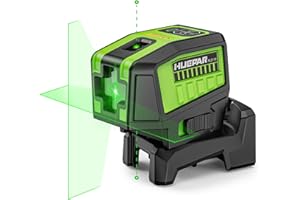 Huepar Laser Level with 2 Plumb Dots & Cross Line, Self Leveling Green Laser Level with Magnetic Mount, 165Ft Line & Point La