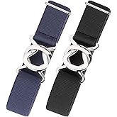 JASGOOD Women No Show Stretch Belt 2 Pack Adjustable Elastic Web Belt with Flat Buckle for Jeans Pants Casual Belts