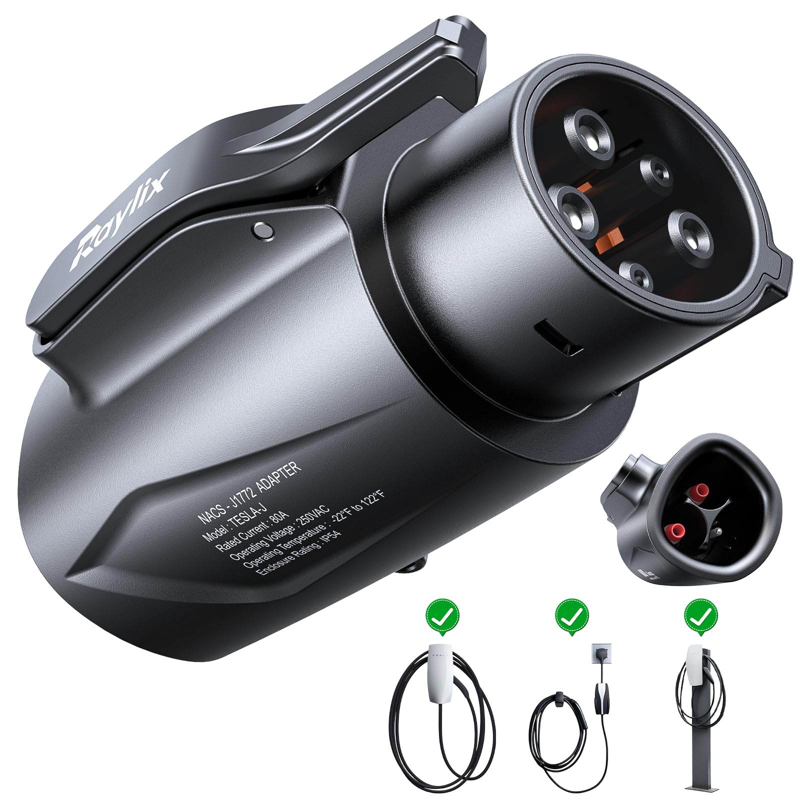 Photo 1 of Raylix Tesla to J1772 Adapter (Max 80A, 250V) [for J1772 Electric Vehicles] Tesla Charging Adapter, NACS to J1772 Adapter Compatible with Tesla Wall Connector Destination Mobile Charger