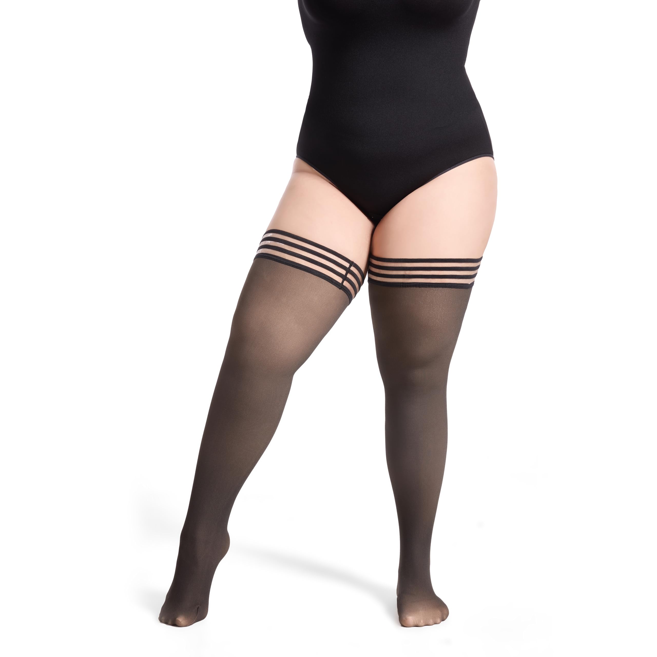 Photo 1 of *UNKNOWN SIZE*Frola Plus Size Thermal High Stockings for Women Silicone Lace Winter Fake Translucent Warm Tights?M-L,Black?