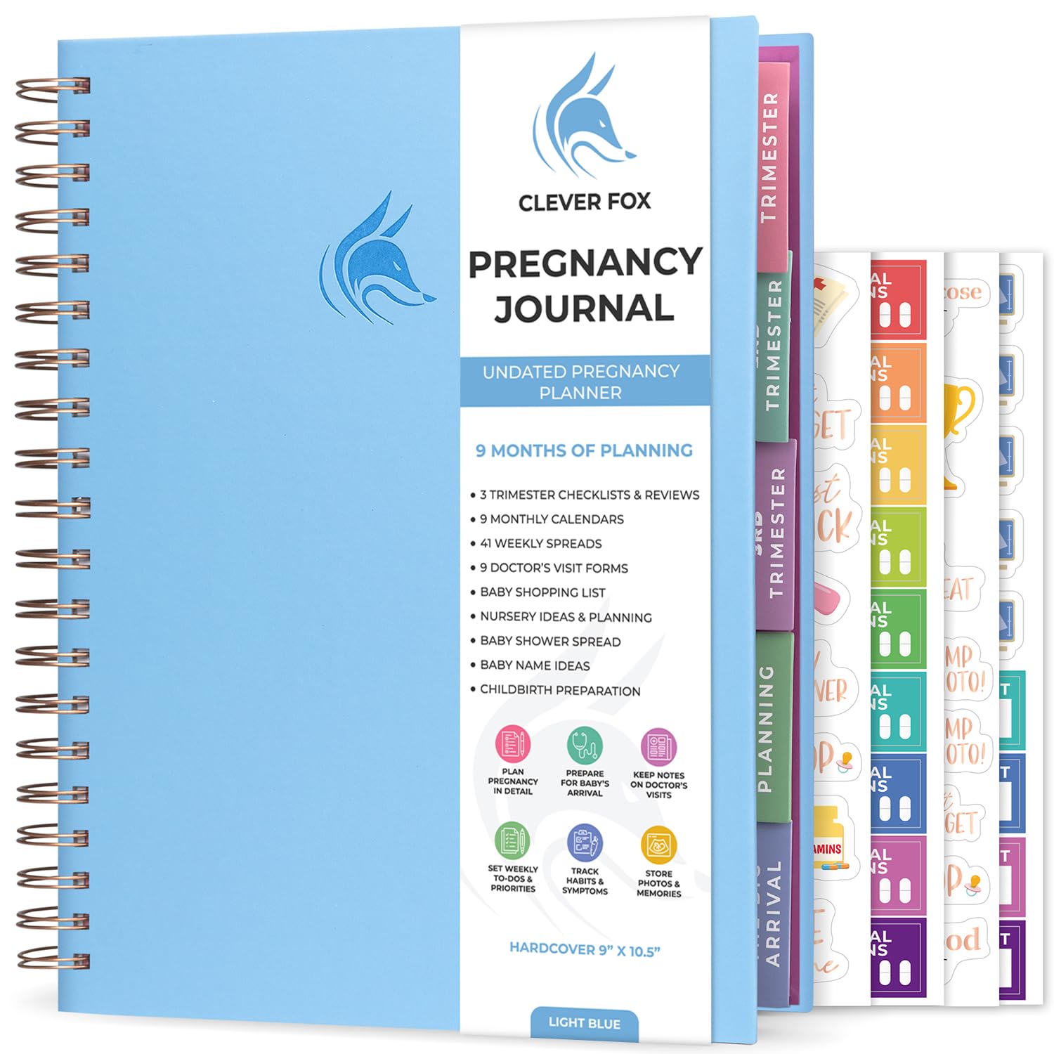 Clever Fox Pregnancy Journal & Memory Book - Pregnancy Planner & Notebook for Expecting Moms – Baby Keepsake, First Time Moms Gift, 21.5x27cm (Light Blue) — image 1