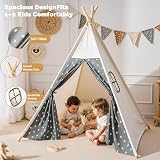 Wilwolfer Kids Teepee Tent Foldable Indoor Outdoor 47x47x59 in Grey view 3