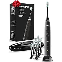Aquasonic Black Series Ultra Whitening Toothbrush – ADA Accepted electric toothbrush- 8 Brush Heads & Travel Case – 40,000 VP