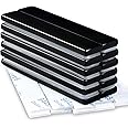 MIKEDE Strong Rare Earth Magnets Bars, 12 Pack Waterproof Neodymium Bar Magnets with Double-Sided Adhesive, Black Epoxy Strong Neodymium Magnets - 60 x 10 x 3 mm
