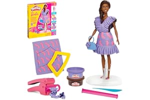 Play-Doh Barbie Fashionista Ruffles Set, Make Doll Clothes with Modeling Compound & 10 Fashion Accessories, Arts & Crafts for Girls & Boys, Kids Christmas Gifts, 5+