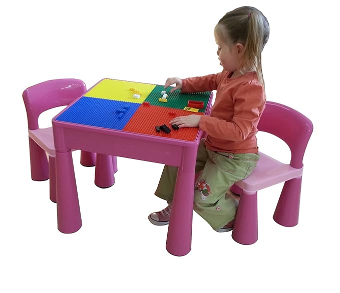 Liberty House Toys 5 in 1 Activity Table & Chairs with Writing Top/Lego