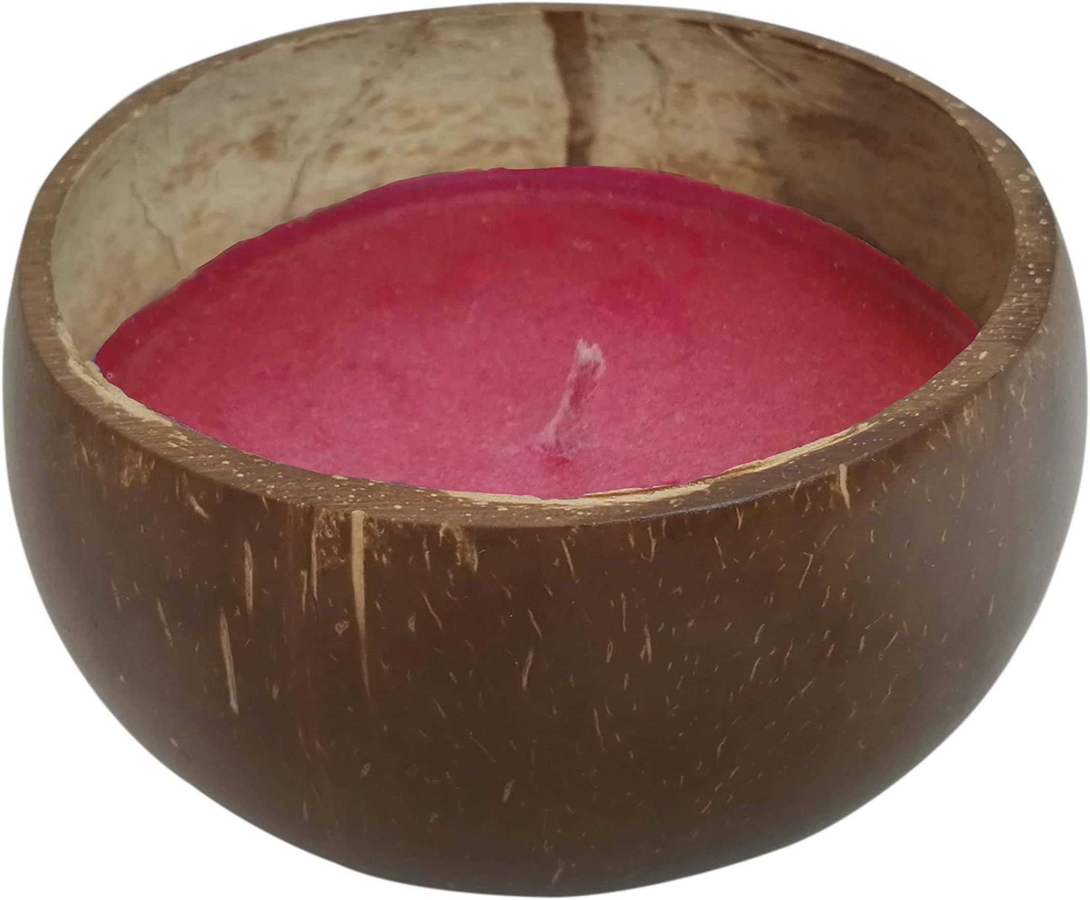 COCOBOO - Bali Handmade Candle in Reclaimed Coconut Shell, Great Gift idea, Delivered in Gift Ready Box (Smooth Shell- Rose)