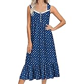 Ekouaer Nightgowns for Women Long Sleeveless Night Gown Victorian Nightdress Button Sleepshirt Soft Sleepwear S-XXXL